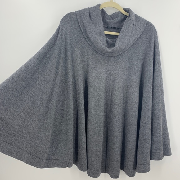 Elie Tahari Cowl Neck Merino Wool Cape Poncho Sweater One Size - Picture 7 of 10